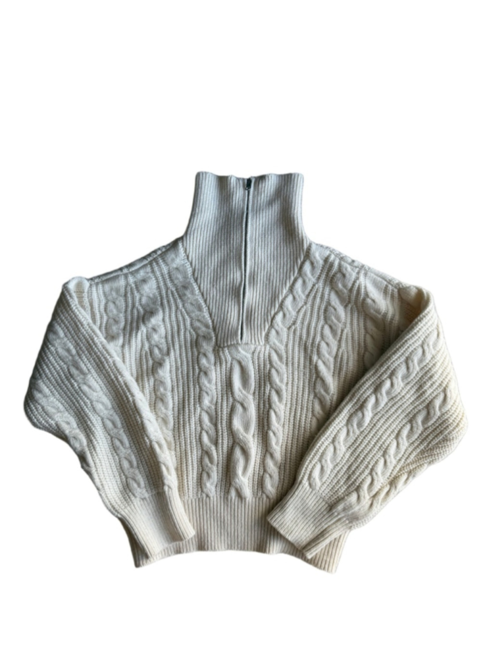 Marithé + François Girbaud Cable Knit Cashmere Wool Zip Sweater OS Chunky - Picture 3 of 9